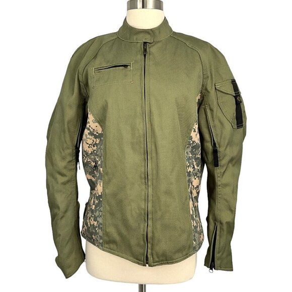 Power Trip Size L Tank Girl Motorcycle Jacket Tactical US Army Green Camo Womens - Picture 1 of 16